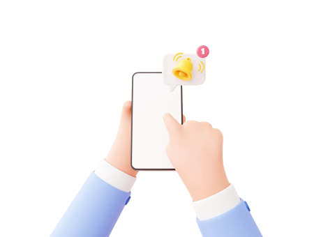 hand-holding-mobile-with-bell-notification-alert-chat-speech-bubble-notice-reminder-3d-cartoon-illustration